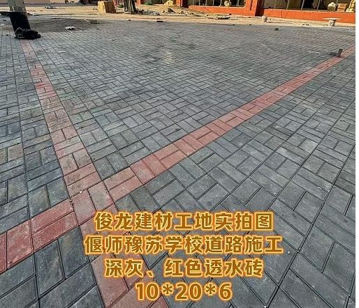 偃師豫蘇學校道路施工（深灰、紅色透水磚 10*20*6）